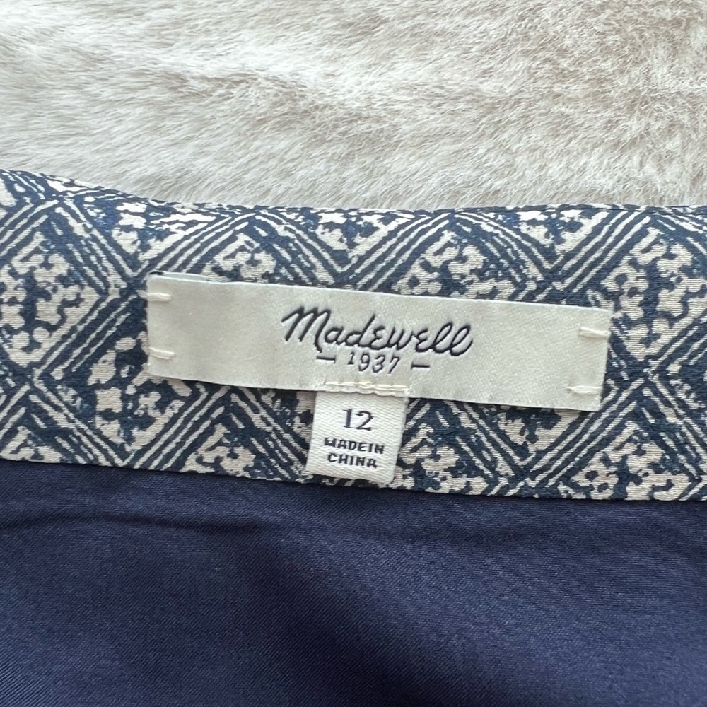 Madewell Silk Patterned Pleated Mini Skirt Size 12 - Picture 6 of 9